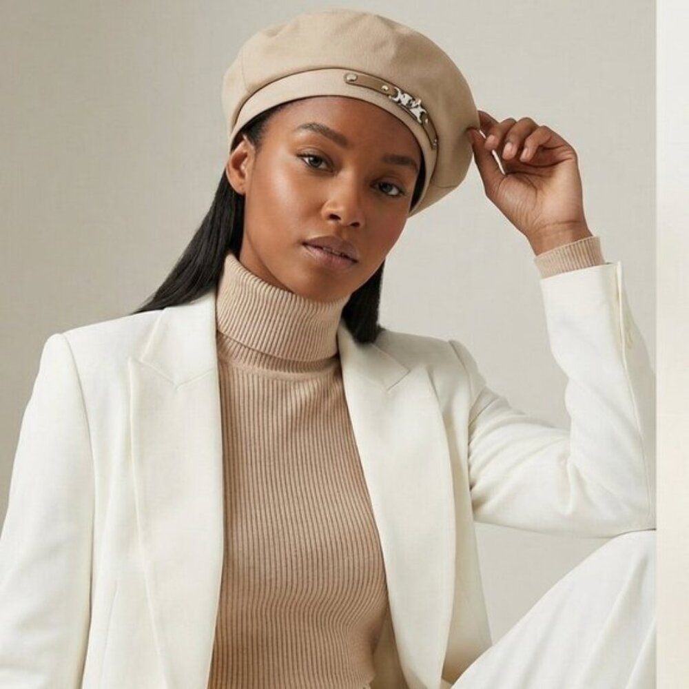 Vintage Chic Belt Decor Beret Hat